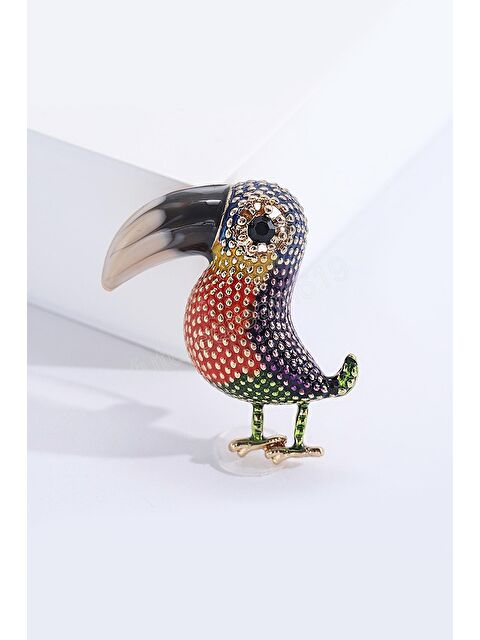 New Obsessions Renkli Tukan Kuşu Kadın Broş Yaka İğnesi - S000359182-20076