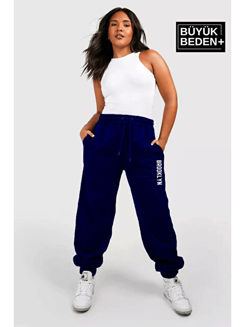 Süperlife Kadın Büyük Beden Paça Lastikli Brooklyn Baskılı İnce Eşofman Altı SPR25EAK53 - S000342793-21164