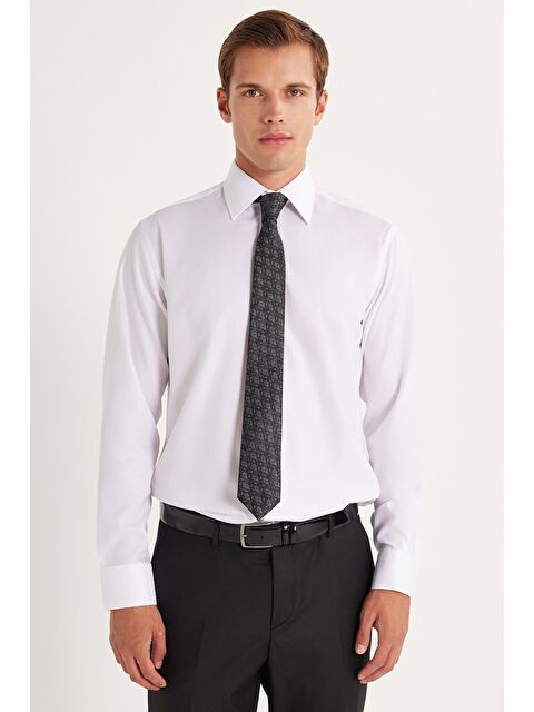 TUDORS Erkek Regular Fit Beyaz Non-Iron %100 Pamuk Doğa Dostu Ekoteks Belgeli Ütü Gerektirmez Beyaz Gömlek - S000519980-20063