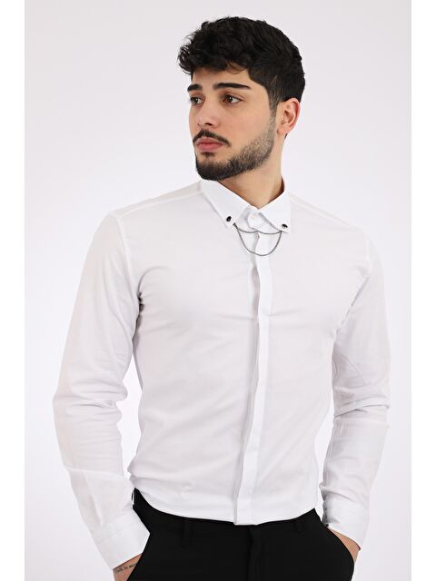 Stilkombin Slim Fit Zincirli Erkek Gömlek - S000120016-20063