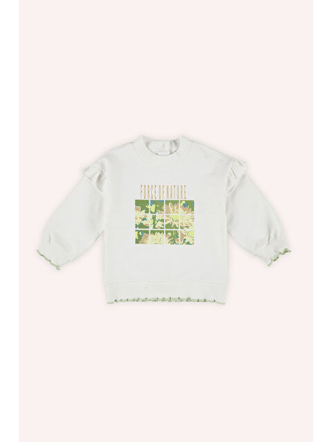 Panço Kız Bebek Baskılı Beyaz Sweatshirt - S000524775-20063