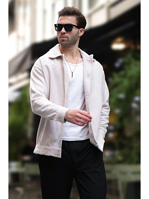 Madmext Bej Desenli Cepli Erkek Ceket %100 Pamuk Gömlek 6756 - S000289007-19928