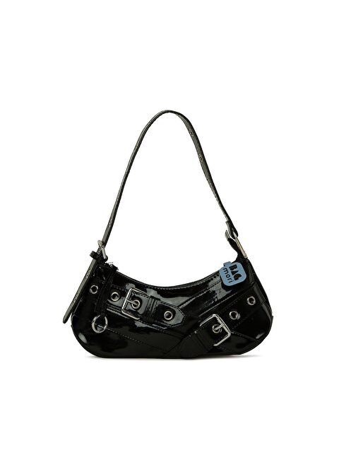 Bagmori Kemer Aksesuarlı Askı Detaylı Rugan  Baget Çanta - S000187352-19351