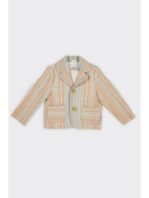 Panço Erkek Bebek Çizgi Desenli Oranj Ceket - S000524776-20013