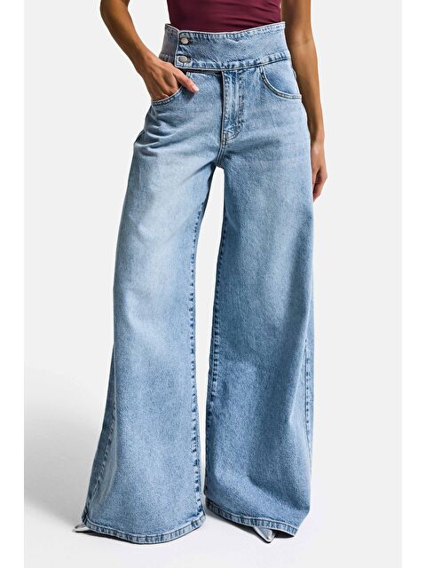 It's Basic Kadın Ice 4s6-3 Süper Palazzo Kemer Detaylı Komfort Kumaş Denim Jean - S000529290-17234