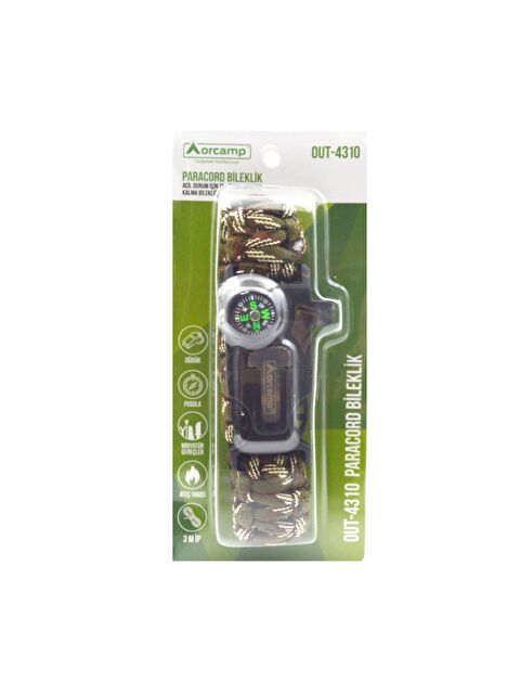 Orcamp Çok Fonksiyonlu Paracord Kamuflaj Bileklik Hayatta Kalma Bilekliği OUT-4310 - S000317307-18194