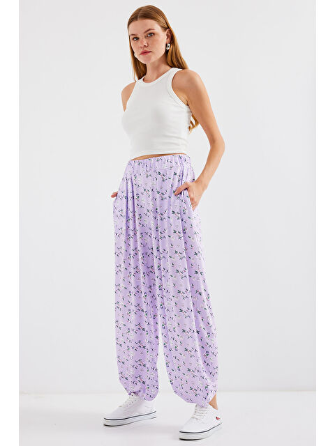 Bigdart 6665 Desenli Şalvar Pantolon - Lila - S000342796-17878