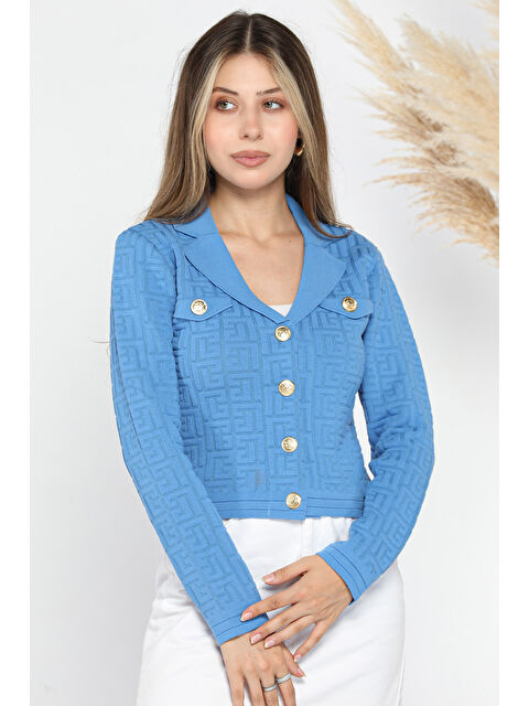 Gülseli Desenli Triko Hırka - S000289585-17234