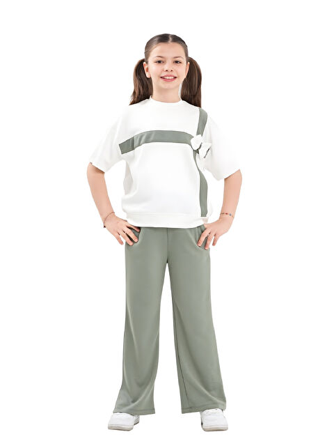 Modanino Kız Çocuk Garnili ve Fiyonk Detaylı Alt -Üst Takım 7-12 Yaş 12573