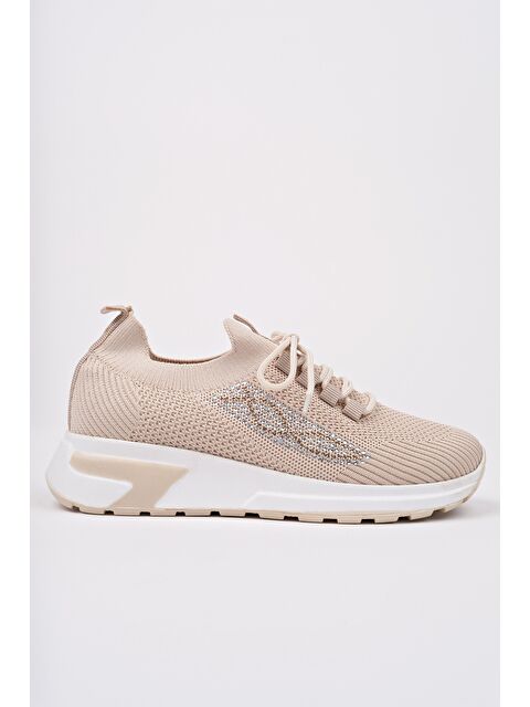 Muggo MARTHA Kadın Kalın Taban Günlük Triko Taşlı Bağcıklı Sneaker Spor Ayakkabı - S000355142-19928