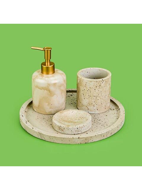 Evidea Bath Traverten Görünümlü Banyo Seti - Gri