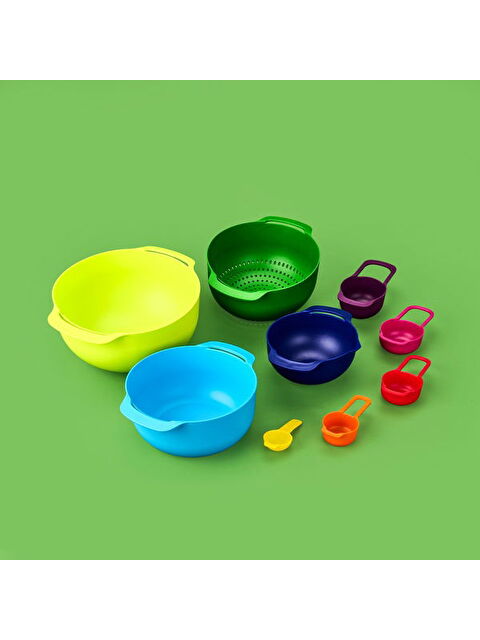 Cozzoni Bowl & More 9'lu Yemek Hazırlama Seti - Renkli