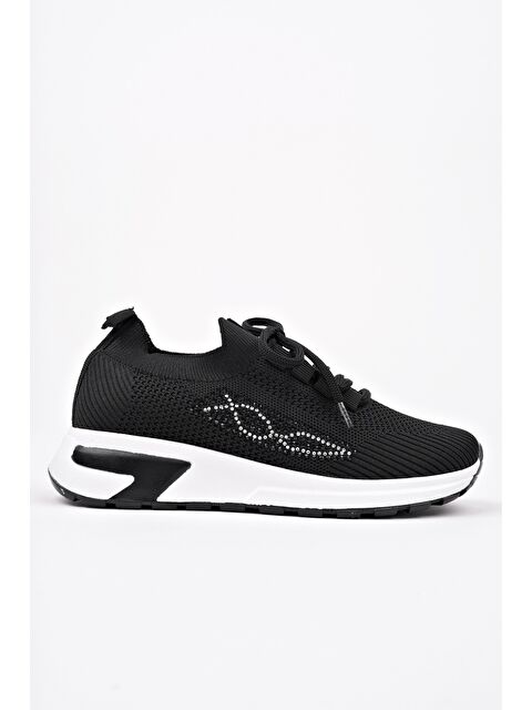 Muggo MARTHA Kadın Kalın Taban Günlük Triko Taşlı Bağcıklı Sneaker Spor Ayakkabı - S000355142-19351