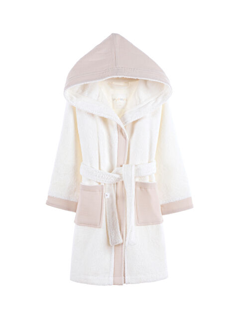 İrya Joy of Colors Organik Pamuk Müslin Detaylı Çocuk Bornoz Bej - S000502931-19928