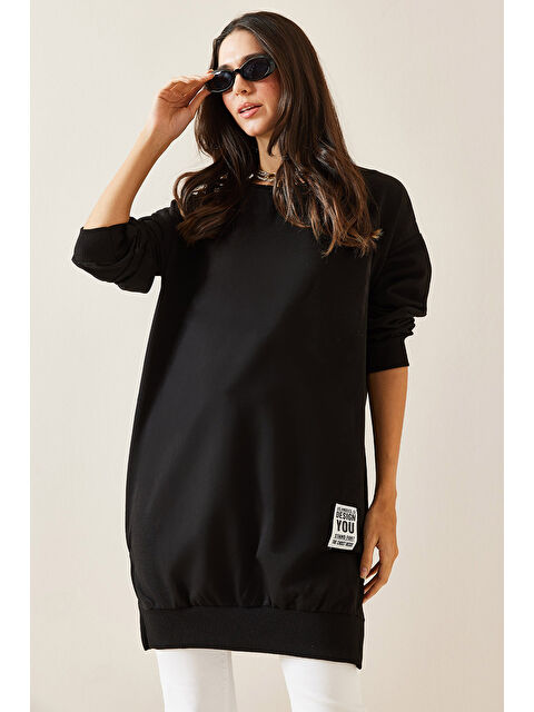 Xhan Siyah Bisiklet Yaka Sweatshirt 5KXK8-49015-02 - S000293968-19351