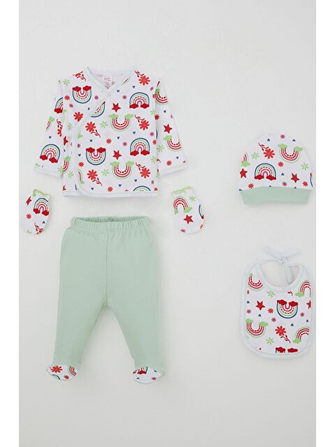 Breeze Kız Bebek Hastane Çıkışı 5 Li Masalı Çiçek Desenli Beyaz (0-3 Ay) - S000507721-20063