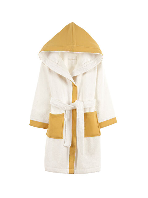 İrya Joy of Colors Organik Pamuk Müslin Detaylı Çocuk Bornoz Hardal - S000502931-7379