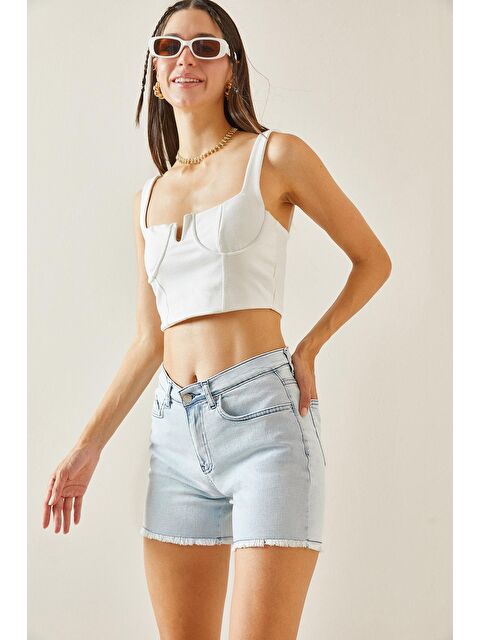 Xhan Mavi Püsküllü Denim Şort 5YXK5-48861-12 - S000237636-17234