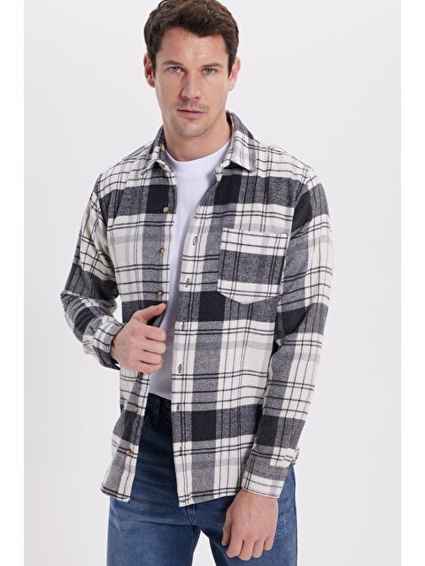 TUDORS Erkek Regular Fit Rahat Kesim Kışlık Kareli Oduncu Gömlek - S000520030-23173