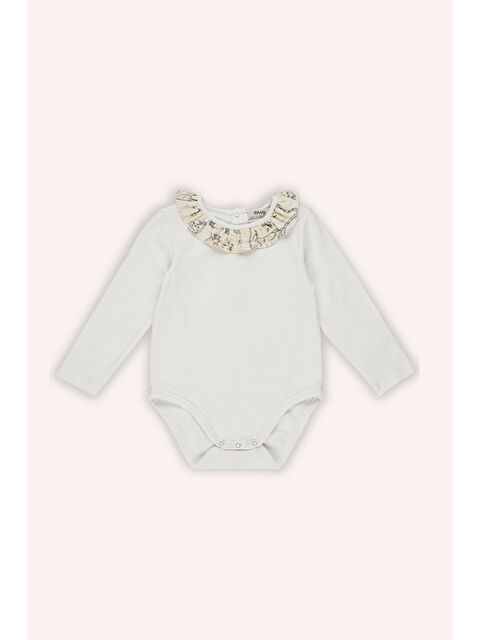 Panço Kız Bebek Yakası Müslin Fırfırlı Ekru Body - S000524786-19965