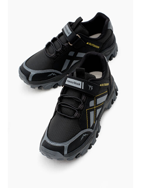 TONNY BLACK Çocuk Unisex Siyah Füme Termo Taban Su İtici Kumaş Cırtlı Trekking  Bot - S000272755-37491