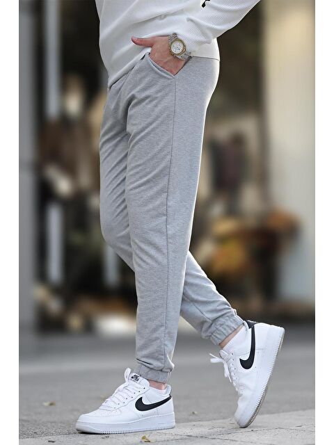Madmext Boyalı Gri  Basic Cepli Paçası Lastikli Erkek Jogger Eşofman Altı 6547 - S000286961-22875