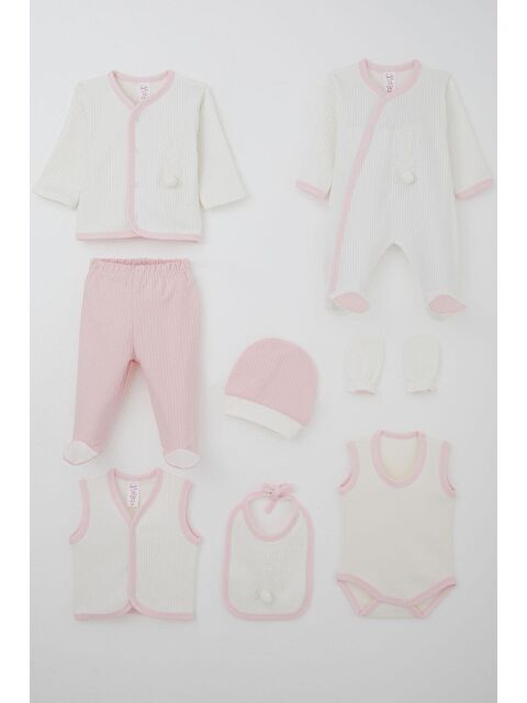 Breeze Kız Bebek Hastane Çıkışı 8 Li Ponponlu Tavşancık Nakışlı Beyaz (0-3 Ay) - S000507719-20063