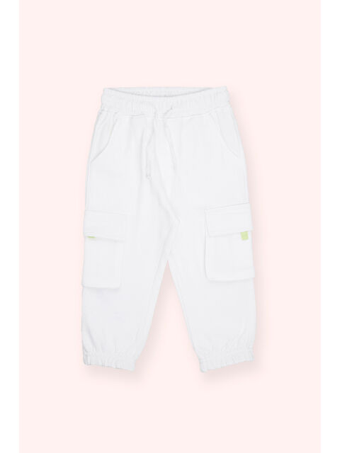 Panço Erkek Bebek Cep Detaylı Beyaz Eşofman Alt - S000523871-20063