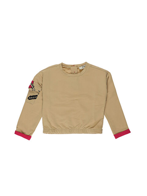 Panço Kız Bebek Kolu Cep Detaylı Bej Sweatshirt - S000524790-19928