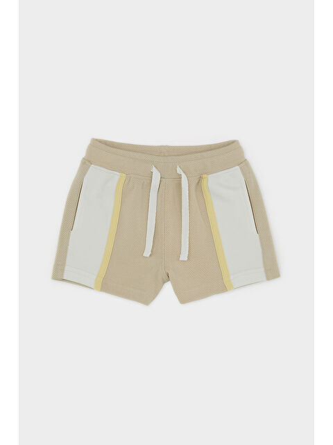 Panço Kız Bebek Beli Bağcıklı Biyeli Örme Bej Şort - S000524791-19928