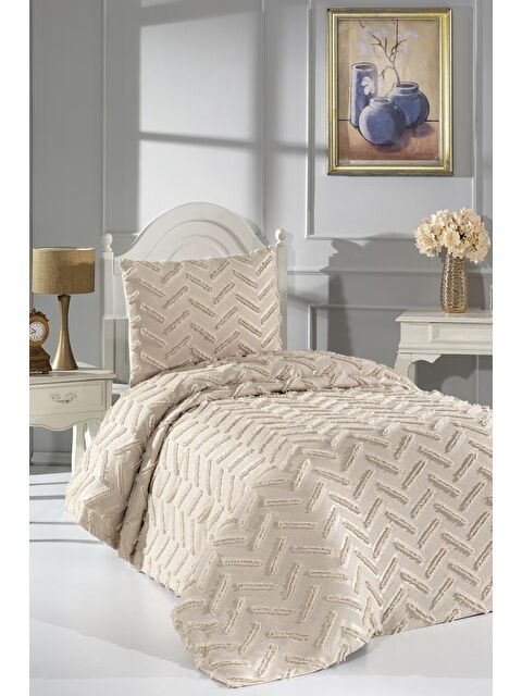 Çeyiz Diyarı Zigra 2 Parça Tek Kişilik Pike Takımı Bej - S000503669-19928