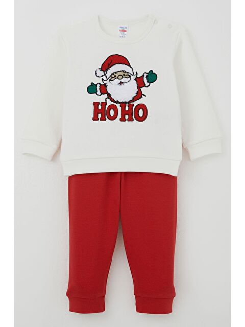 Breeze Erkek Bebek Pijama Takımı Omuzdan Patlı Pelüş Sakallı Hoho Ekru (4 Ay-1 Yaş) - S000490569-19965