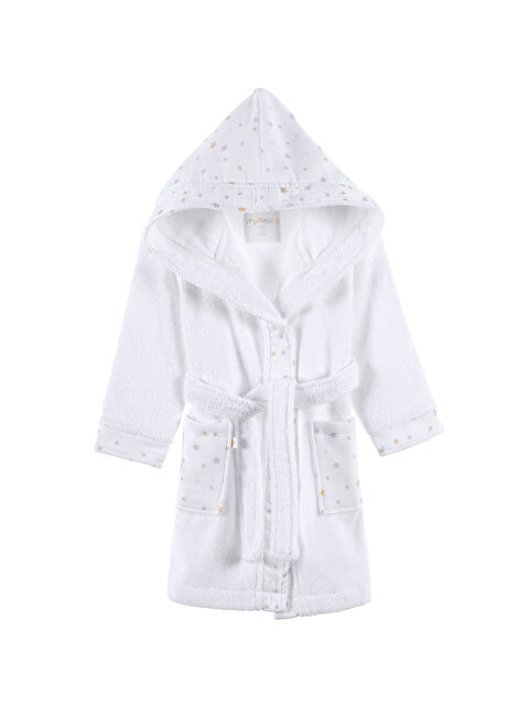 İrya Dreamer Organik Pamuk Müslin Detaylı Çocuk Bornoz Beyaz - S000502934-20063