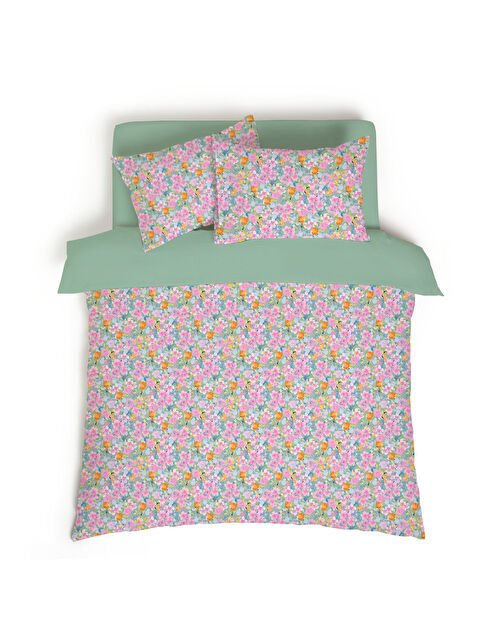 Evmila Çiçek Desenli Baskılı Çift Kişilik 200x220 cm 2 Adet 50x70 cm Nevresim Takımı - S000276573-23173