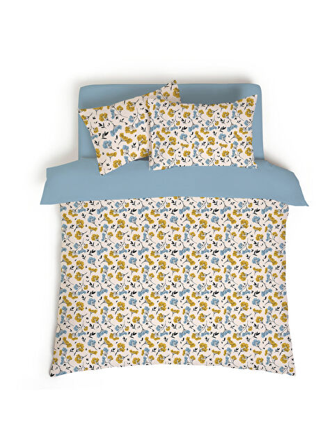 Evmila Çiçek Desenli Baskılı Çift Kişilik 200x220 cm 2 Adet 50x70 cm Nevresim Takımı - S000276575-23173