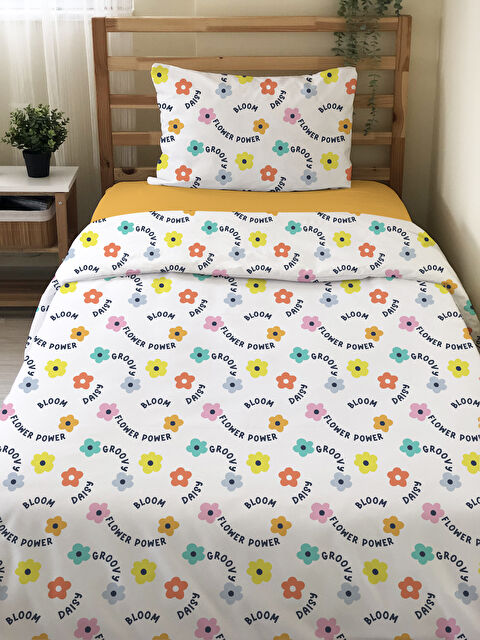 Evmila Çift Taraflı Çiçek Desenli Çarşafsız Takım Baskılı Tek Kişilik Nevresim Takımı - S000276579-23173