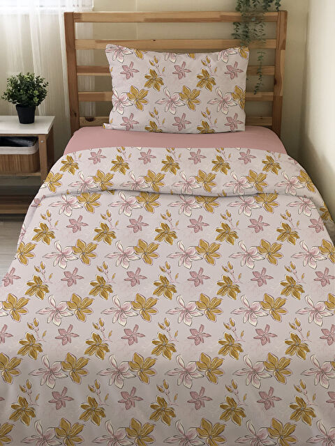 Evmila Çift Taraflı Çiçek Desenli Çarşafsız Takım Baskılı Tek Kişilik Nevresim Takımı - S000276582-23173