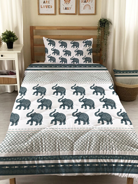 Evmila Çift Taraflı Desenli Kapitone Yorgan Tek Kişilik Kişilik Uyku Seti Çarşafsız - S000276586-23173