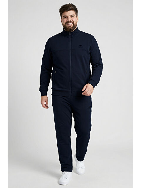 Tommylife Lacivert Dik Yaka Battal Büyük Beden Erkek Eşofman Takım - 85176 - S000522111-21164