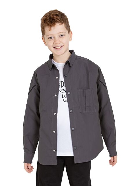 pi pengai Erkek Çocuk 2'li Takım (%100 Poplin Pamuk Gömlek+Tişört) P1083 - S000347793-33408