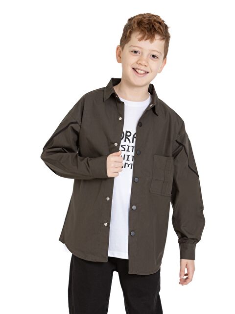 pi pengai Erkek Çocuk 2'li Takım (%100 Poplin Pamuk Gömlek+Tişört) P1083 - S000347793-19294