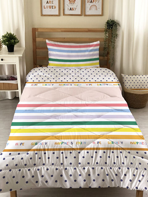 Evmila Çift Taraflı Desenli Kapitone Yorgan Tek Kişilik Kişilik Uyku Seti Çarşafsız - S000276590-23173