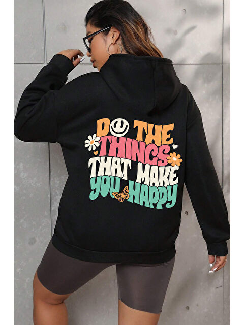 uyguntarz Unisex Oversize Do the things that make you Baskılı Sweatshirt - S000268161-19351