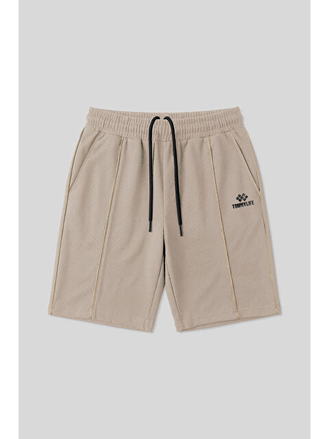 Tommylife Bej Oversize Fit Basic Ön Dikiş Detaylı Erkek Şort - 81283 - S000522113-19928