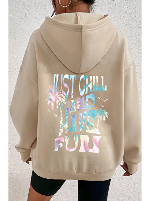 uyguntarz Unisex Oversize just chill and have fun Baskılı Sweatshirt - S000268198-19928