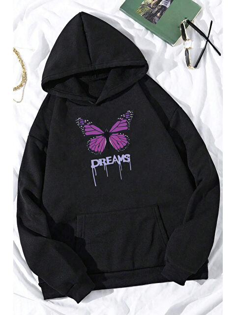uyguntarz Unisex Oversize Dream Butterfly Baskılı Sweatshirt - S000268187-19351