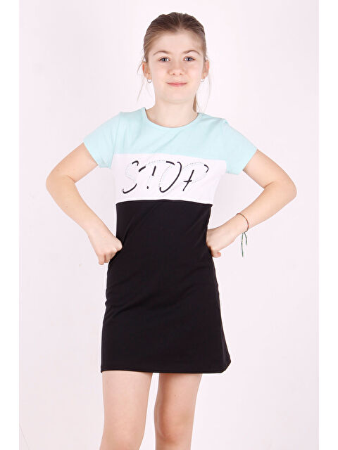 Toontoykids Kız Çocuk Stop Baskılı Renkli Elbise - S000420128-20055