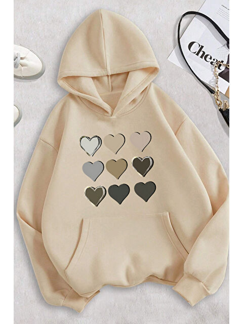 uyguntarz Unisex Oversize Kalp Baskılı Sweatshirt - S000268188-19928