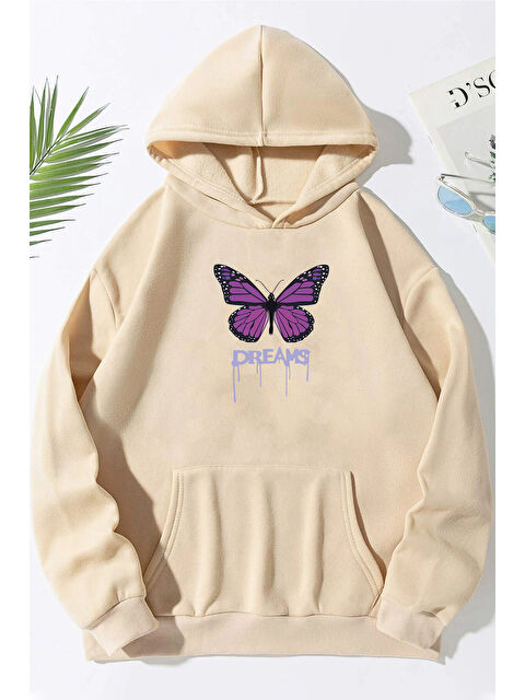 uyguntarz Unisex Oversize Dream Butterfly Baskılı Sweatshirt - S000268187-19928