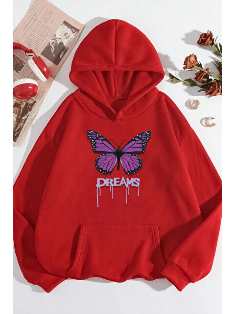 uyguntarz Unisex Oversize Dream Butterfly Baskılı Sweatshirt - S000268187-20045